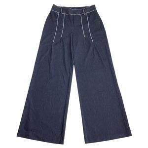 Joseph Ribkoff Flare Wide Leg Pants Women's 6 29x31.5 Mid Rise Blue White Stitch